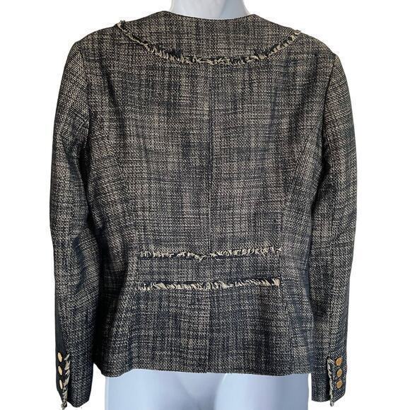 TORY BURCH Blue White Heathered Tweed Blazer Jacket Size 10‎ - Picture 7 of 11
